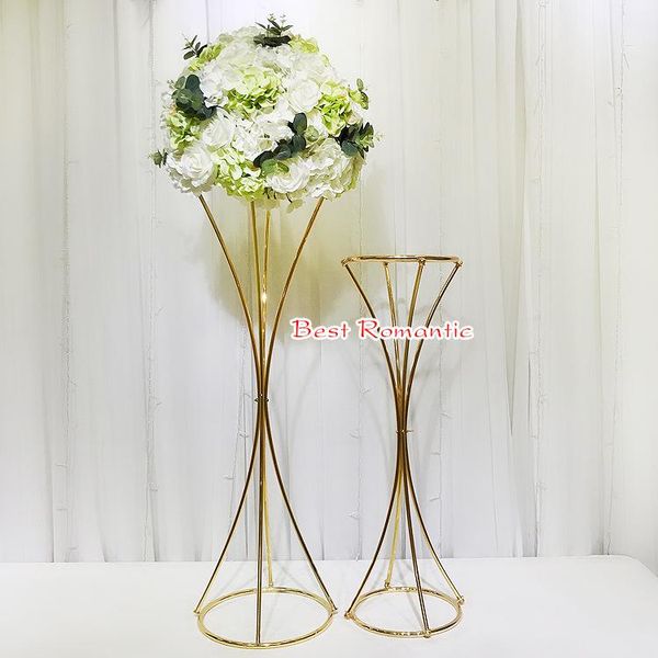 

party decoration 10pcs/lot flower vases gold stands metal road lead wedding centerpiece for event