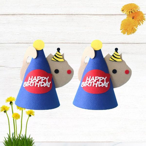 

2pcs lovely diy birthday hat felt diy decorative hat cartoon animal birthday funny party decor for kids child