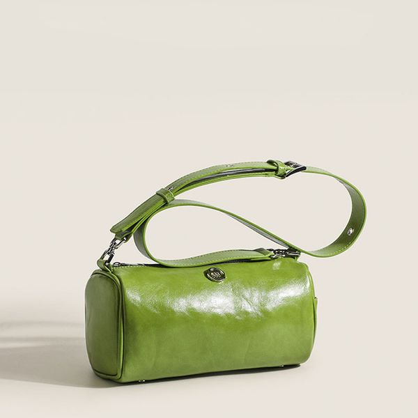 Borse a tracolla da donna di alta qualità Primavera Autunno Borsa a secchiello in pelle morbida casual PU Catene Lettera Cerniera per feste Tela Solida borsa di design imitazione al dettaglio MM Verde