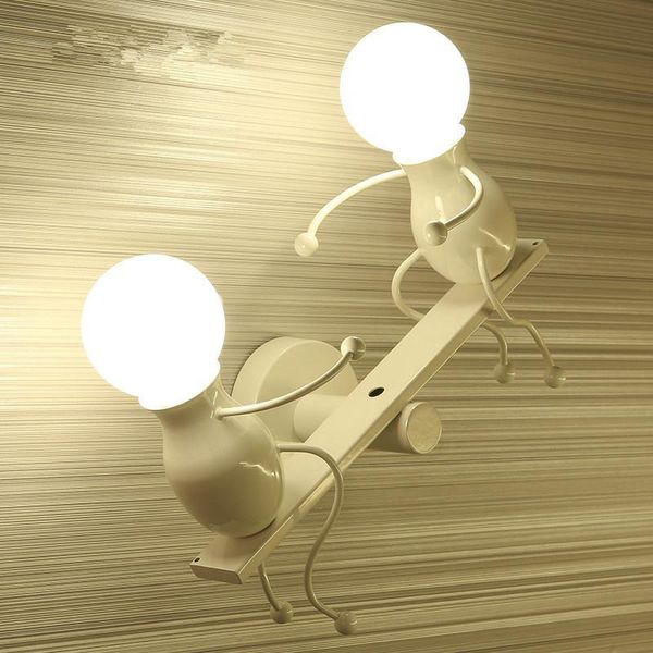 

wall lamp creative cartoon doll light fixtures led vintage mounted iron bedside sconce for kids baby room living decor