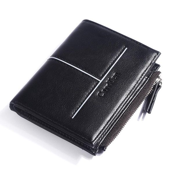 

wallets business casual mens wallet pu leather men purse short male clutch money bag card zipper, Red;black