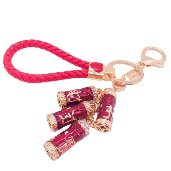 

key rings creative chinese feng shui diamond fortune firecrackers metal car chain pendant female ring year gift, Slivery;golden