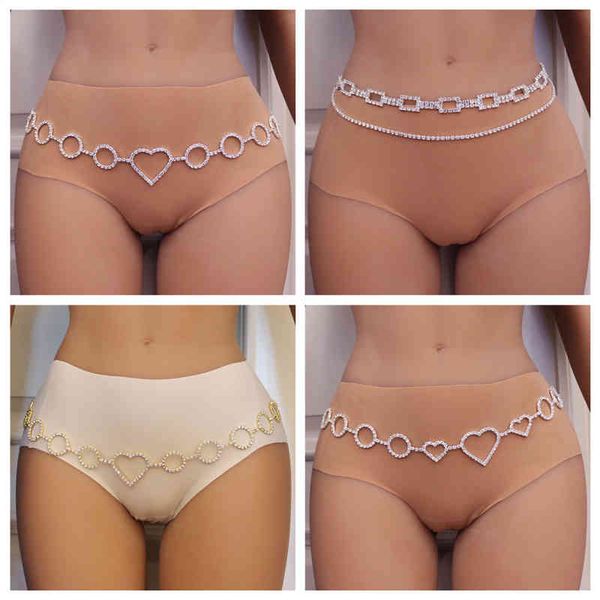

women fashion rhinestone heart waist belt crystal belly chain body jewelry party gift, Silver