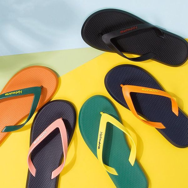 

slippers men sandals 2021 summer thong fashion comfort flat heels beach flip flop shoes round toe, Black
