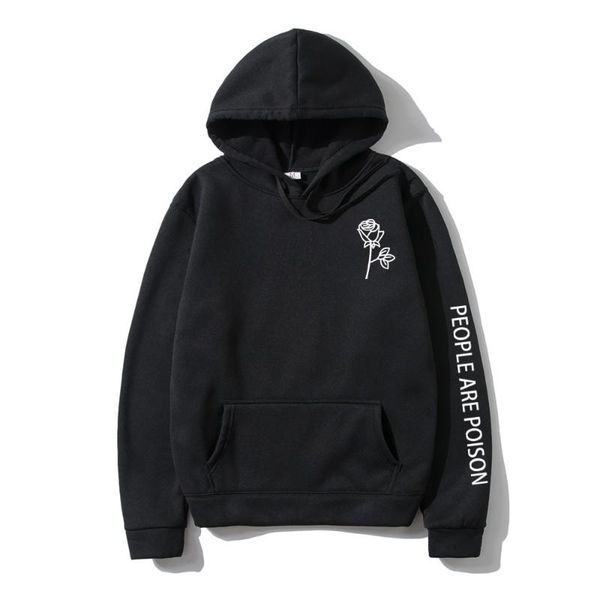 

men's hoodies & sweatshirts hoodie sweatshirt men women people are poison sleeve rose flower print fashion streetwear pullover sudader, Black