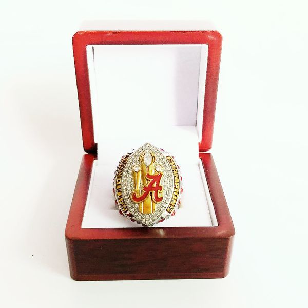 

2020 alabama national champions crimson roll tide saban replica championship ring with wooden box for fans gift collection, Silver