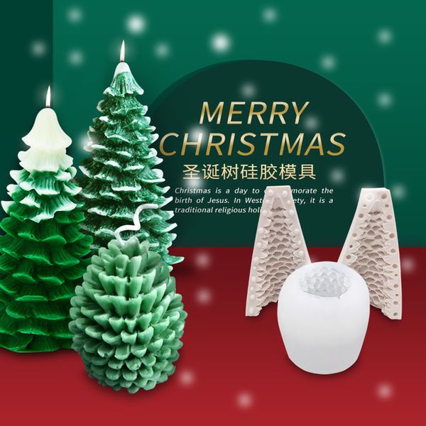 Molde de silicone de vela de árvore de Natal 3D Diferentes moldes de pinho de Natal Fazendo DIY Bolo Sabonete Suprimentos para festas de Natal Home Decos