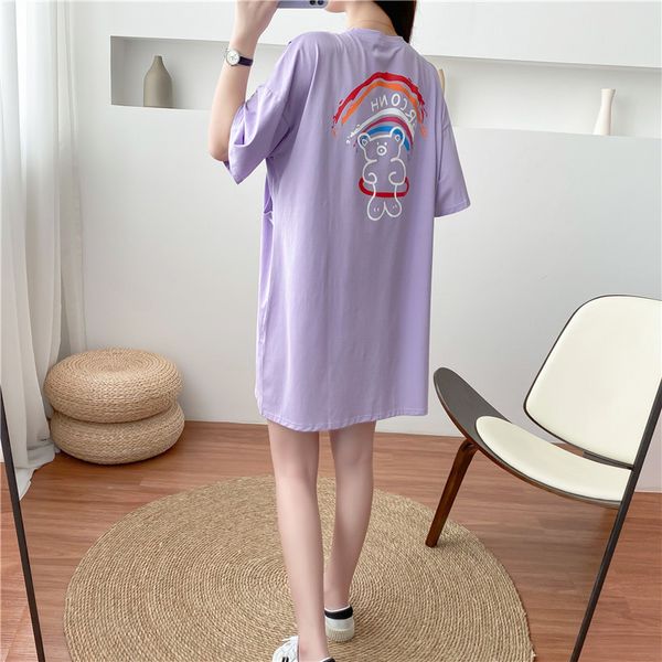 

2021 summer casual women's short-sleeved pullover, cotton short-sleeved t-shirt, cartoon fashion mid-length skirt, qi