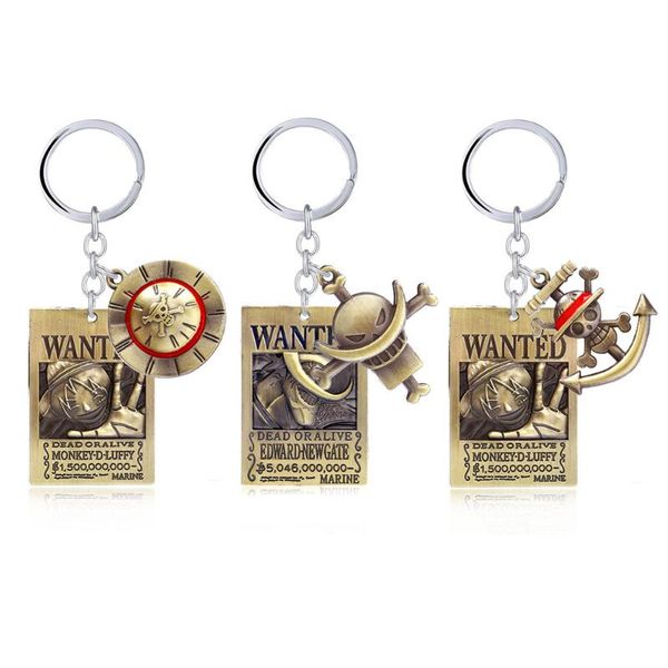 

keychains one piece wanted luffy straw hat pendant keychain ace sanji white beard gift accessories, Silver