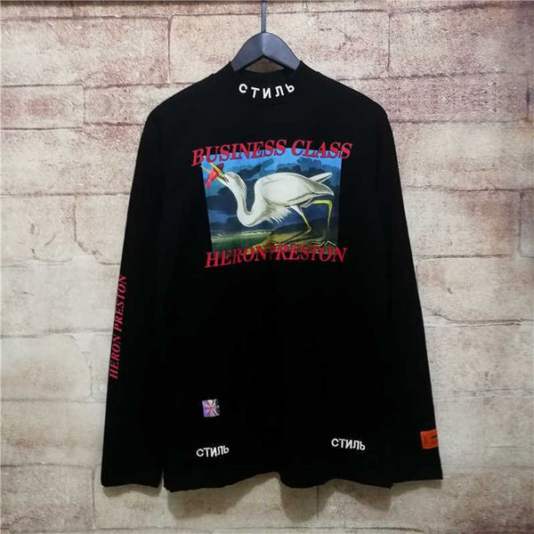 

chao brand hp crane heron deng ziqi half high collar bottom shirt, Black