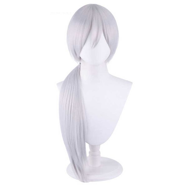 

anime chainsaw man quanxi cosplay wig 80cm silver gray heat resistant synthetic hair wigs, Black