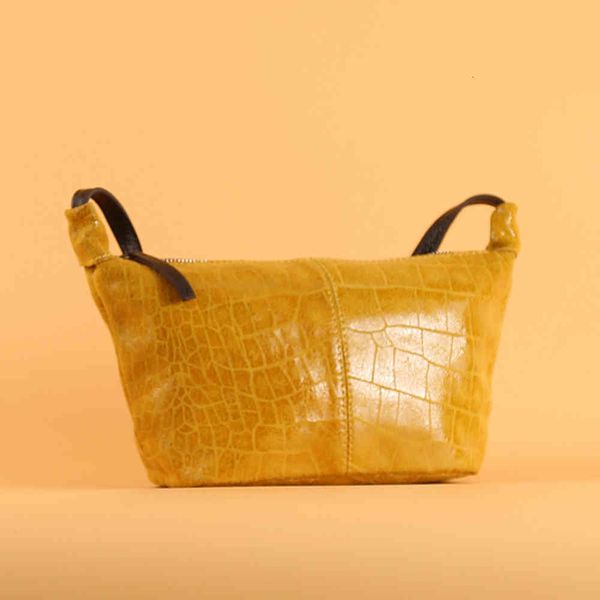 

one shoulder women's bag fashion leather niche design hand layer cowhide dumpling underarm