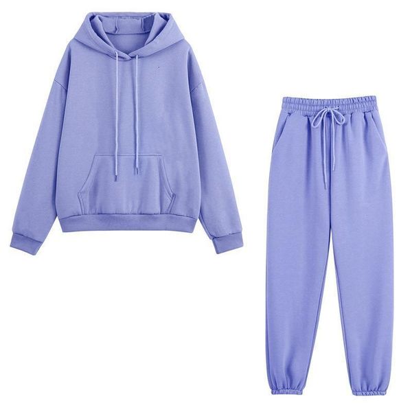 

fleece tracksuits women two pieces set hooded oversized sweatshirt pants solid color hoodie suits autumn winter casual outfits, Gray