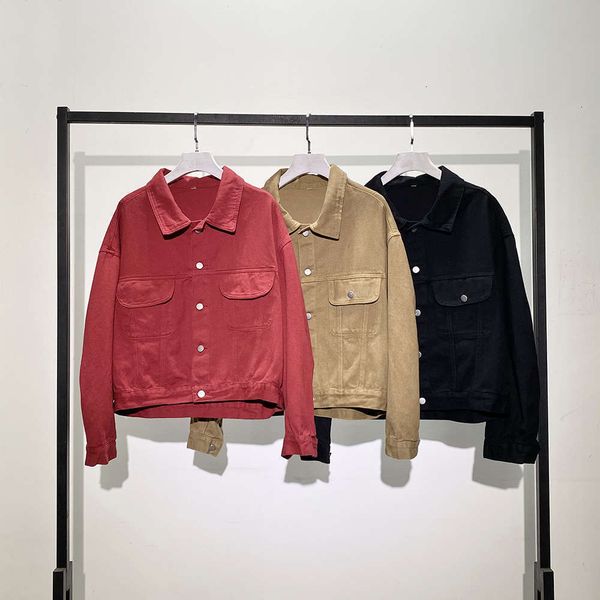 

20210910 three color  fits all women's cotton denim jacket, Black;brown