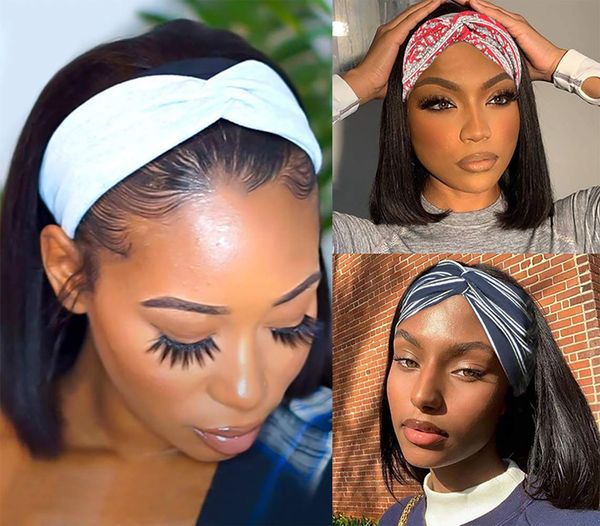 

10 12 14 inch short bob wig with headband straight headband wig synthetic bob wigs for black women black colorfactory direct