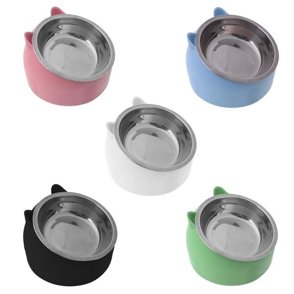 

dog bowls & feeders stainless steel cat bowl 15Â°slanted non-slip pet utensils puppy feeding container supplies