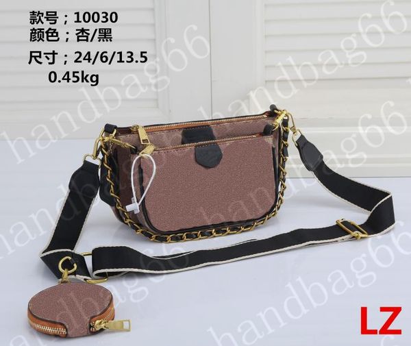 

3 pieces/set favorite multi bag pochette accessories handbag purse genuine leather l flower shoulder crossbody ladies purses 149