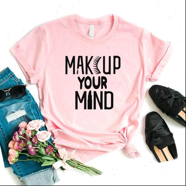 

women t shirt makeup your mind eyelash print tshirt women short sleeve o neck loose t shirt ladies causal tee shirt, White