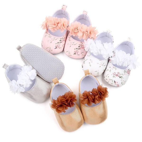 

first walkers rose flower pink princess born baby girl shoes soft cotton anti slip toddler solid color infant