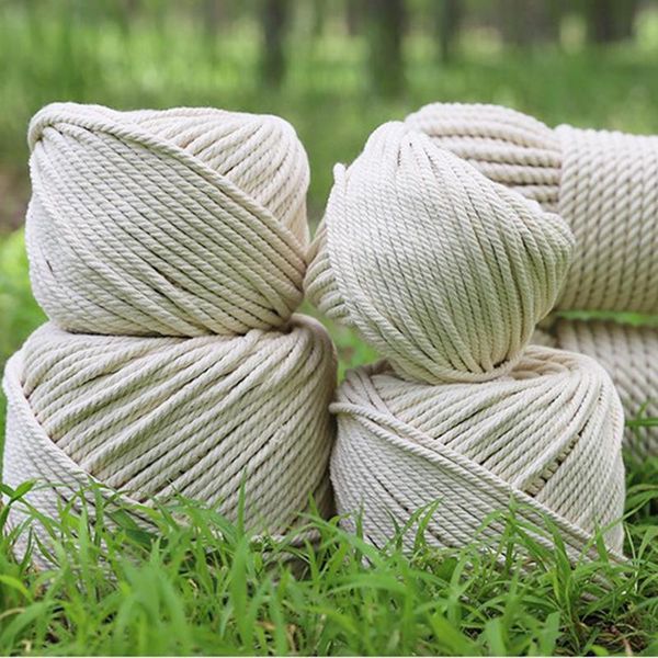 

natural beige rope for diy handmade gift home wedding accessories twisted string cotton macrame cord rope 3mm 4mm 5mm 6mm 8mm, Black;white