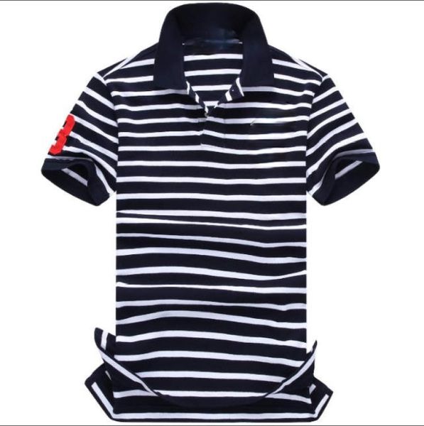 

qulogo261 middle-aged stripe business fashion men's t-shirt with short sleeves, White;black