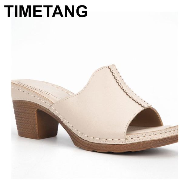 

timetang women's high heels slippers open toe slippers shoes on heels women casual holiday outdoor heeled ladies sandal, Black