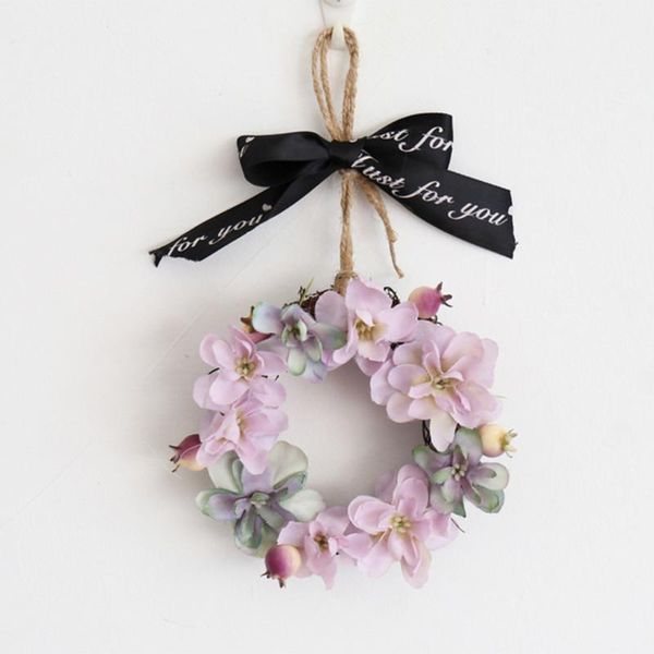 

decorative flowers & wreaths mini artificial hydrangea flower wreath door spring for front wall home autumn party wedding decoration portabl