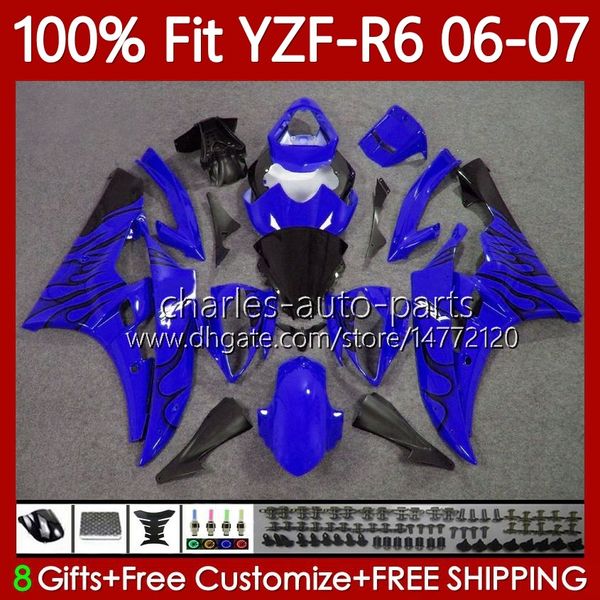 OEM Motorycycle Corpo per YAMAHA YZF R Blueflames 6 600 CC YZF600 YZF-R6 06-07 Carrozzeria 98No.126 YZF R6 2006 2007 YZF-600 600CC YZFR6 06 07 Stampo ad iniezione Carenatura 100% Fit