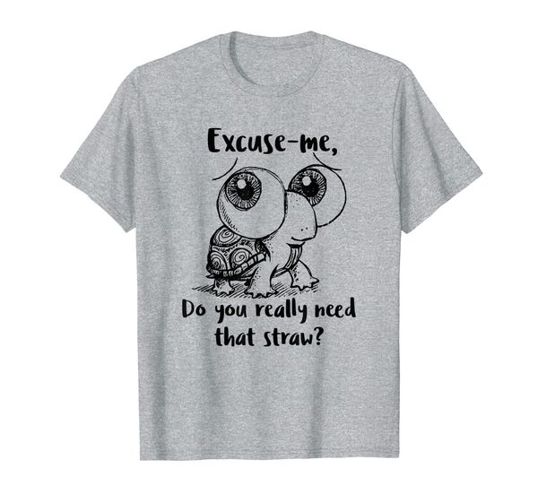 

baby turtle drawing plastic straw pollution t-shirt, White;black