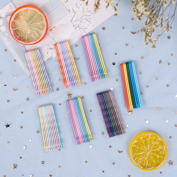 

hair accessories 2 sets 10pcs/set fashion matte color clips candy wave flat curved hairpins women girls barrettes gift, Slivery;white