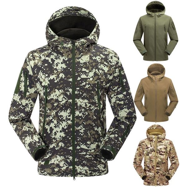 

men's jackets men softshell coats male clothes warm velvet windbreaker waterproof windproof tourism camouflage jacket veste homme, Black;brown