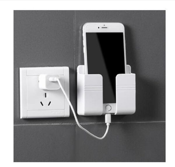 

wall mounted organizer storage box remote control mounted mobile phone plug wall holder charging multifunction holder stand