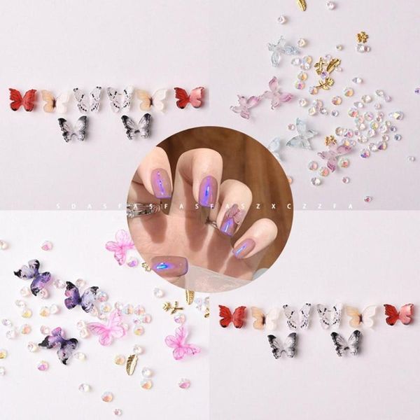 

nail art decorations 6 color small round can nails diy three-dimensional finished butterfly accessories s1t6, Silver;gold