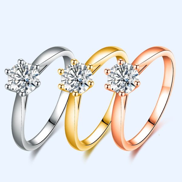 

ring mossan stone six claw nude for women's valentine's day proposal gift, Silver