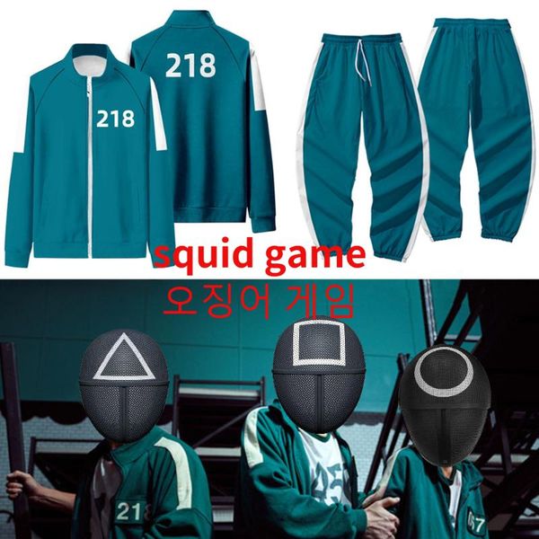 

women's two piece pants squid game costume cosplay coat sportswear jacket 456 digital sweater 001 korean drama same clothes autumn wint, White