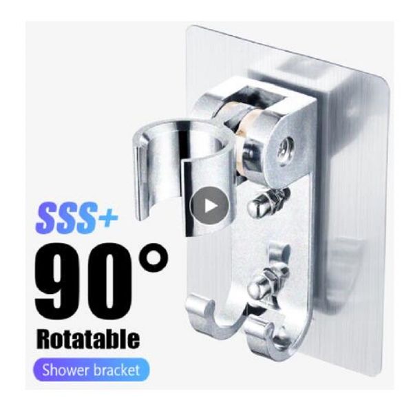 

90° aluminum shower head holder bracket universal adjustable wall mounted bathroom kitchen restroom accessories no need to punch