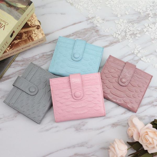 

card holders 2021 aw candy color snake pattern cow leather small snap button id women wallet, Brown;gray