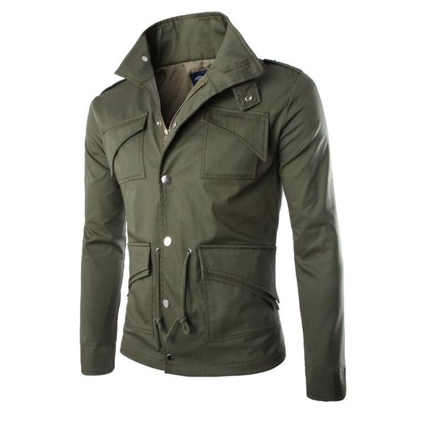 

men's jackets casual jacket spring multi pocket army military men coats male autumn overcoat cotton cargo drawstring, Black;brown