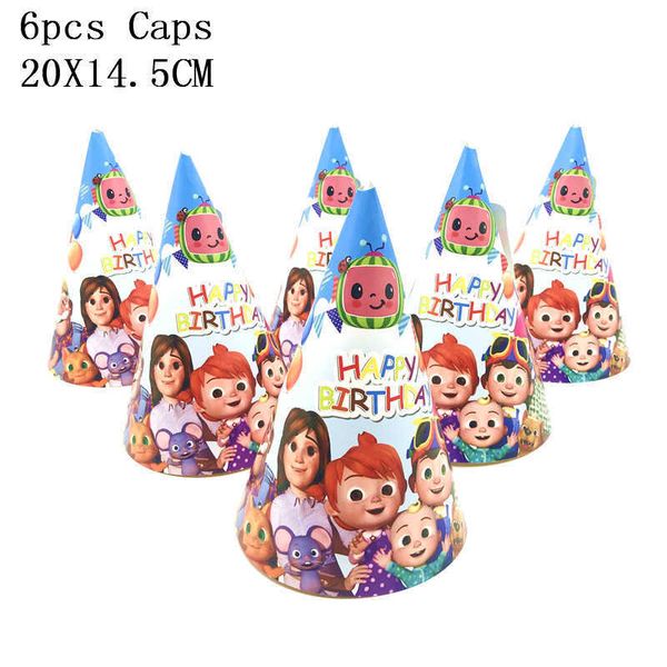 

baby shower favors cocomelon theme favor birthday 6pcs/ hat decorations party disposable tableware suppli