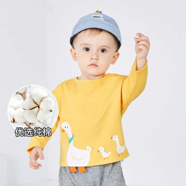 

2021 spring tomybala new small white goose children's wear bottom shirt baby long sleeve t-shirt boys and girls cartoon, Blue