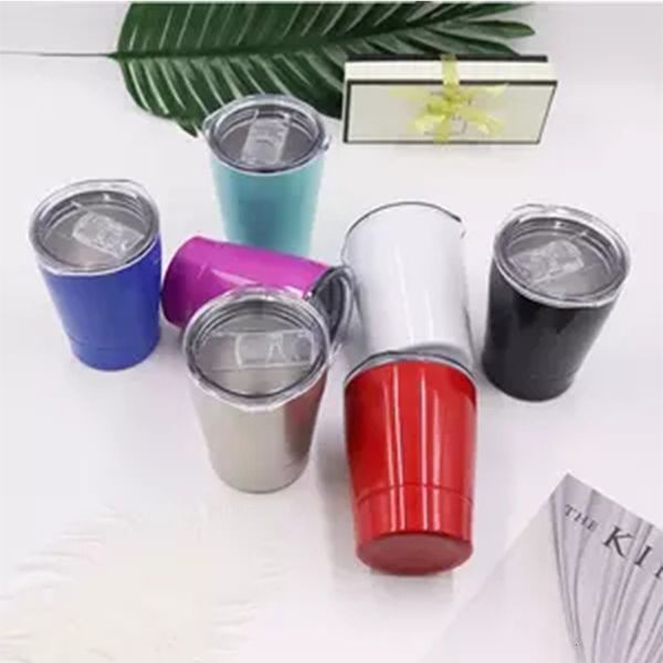 

2021 new 8oz wine tumbler colorful stainless steel children milk cup double vacuum thermos water bottle with slide cover for child gift vpcf