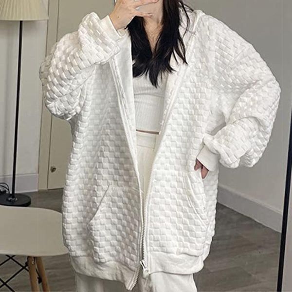 

women's hoodies & sweatshirts women autumn loose oversized zip up long sleeve hooded sweatshirt pullover with pockets pull femme sudade, Black
