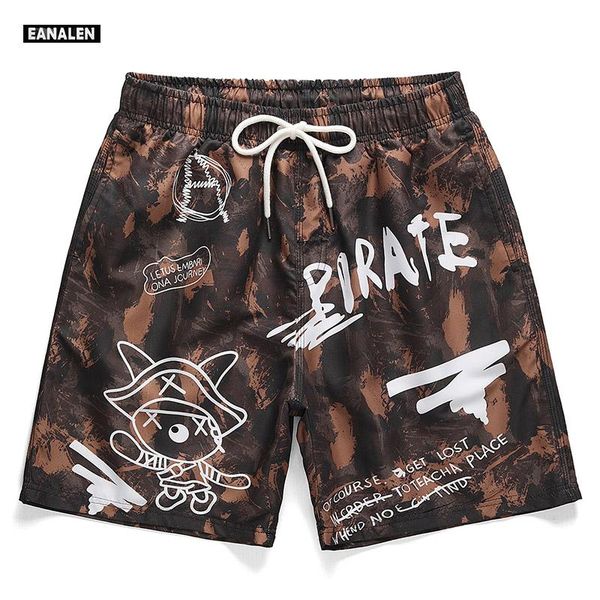 

men's shorts 2021 graffiti cartoon graphic beach pants street casual hip hop surfing sports running basketball, White;black