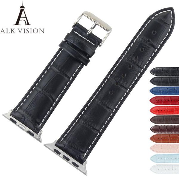 

watch bands alk band series 4strap 38 40 42 44mm genuine leather watchbands belt accessory bracelet, Black;brown
