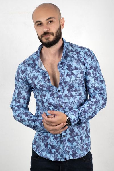 

with Triangle Pattern Lycra Tight Fit Shirt 2001803 Z7ww, White;black