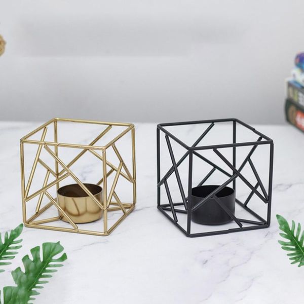 

candle holders geometric shape iron holder for high-end restaurants els cafes decor