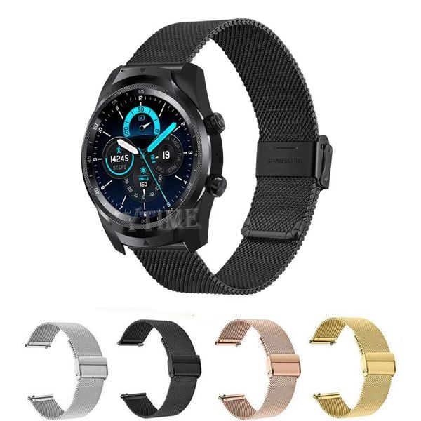 

watch bands 22mm metal strap for ticwatch pro 2021 gps band 3/gtx/e2/s2 mens replacement sport bracelet, Black;brown