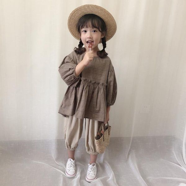 

shirts 2021 spring and summer japanese cotton plaid pullover girls blouse, White;black