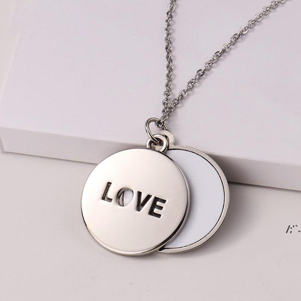 

personalized round lovers necklace favor sublimation blanks carved clavicle chain diy heart shaped hollow neck jewelry zze11727