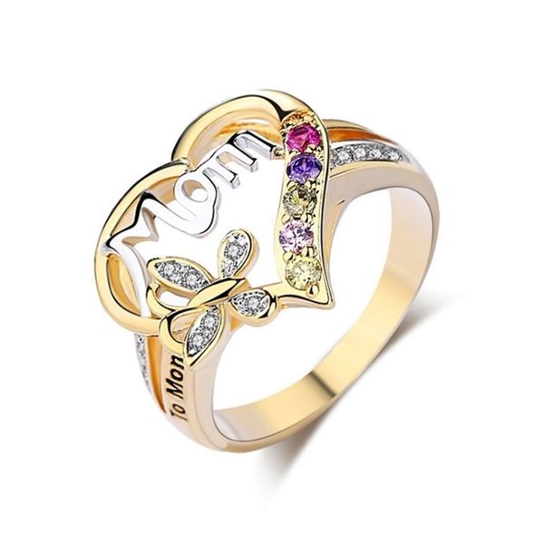 

mother's day ring gift for mom letters ring fashion valentine's day women girls birthday festival present rings jewelry g30102, Red;brown